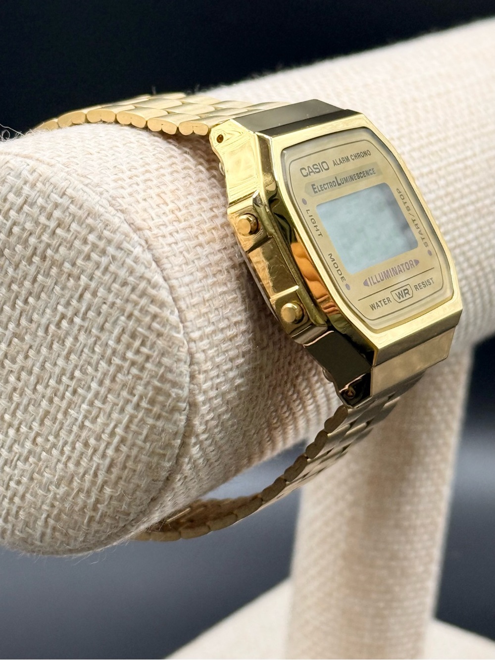 Casio Men's Digital Vintage Gold-Tone Stainless Steel Bracelet Watch 39x39mm A16 - Picture 2 of 7